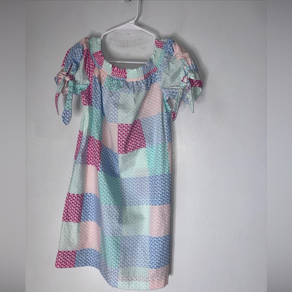 New VINEYARD VINES Target S Off The Shoulder Patchwork Whale Mini Dress Women